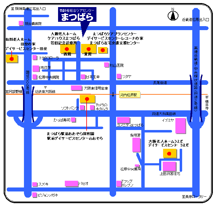 高齢者総合ケアセンターまつばらの地図